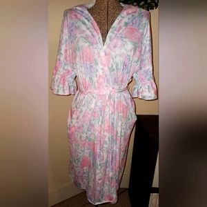 Floral ruffle sleeve robe